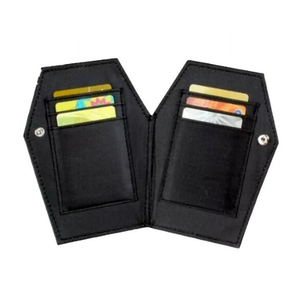 Beetlejuice Never Trust The Living Coffin Shape Bi-Fold Wallet NWT - Picture 2 of 2